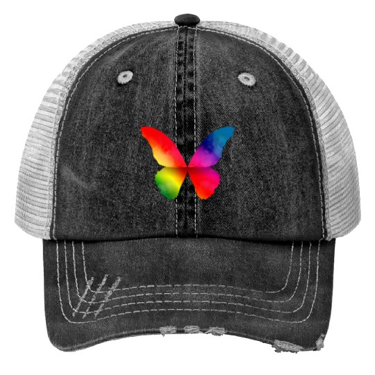 Butterfly shape in strong rainbow colors Trucker Hats