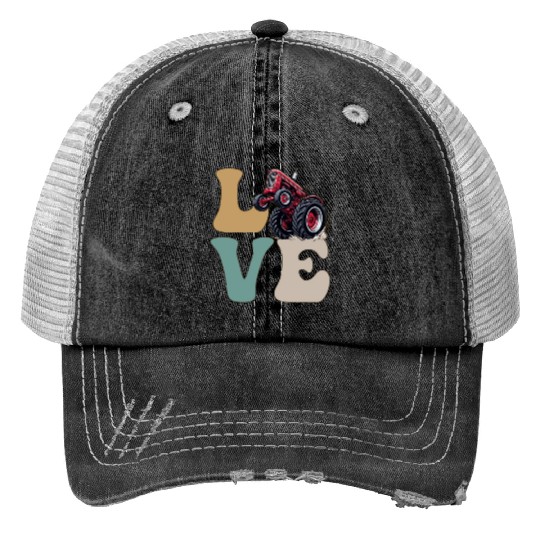 LOVE Tractor Pulling Tractor Driver Farmer Farming Trucker Hats