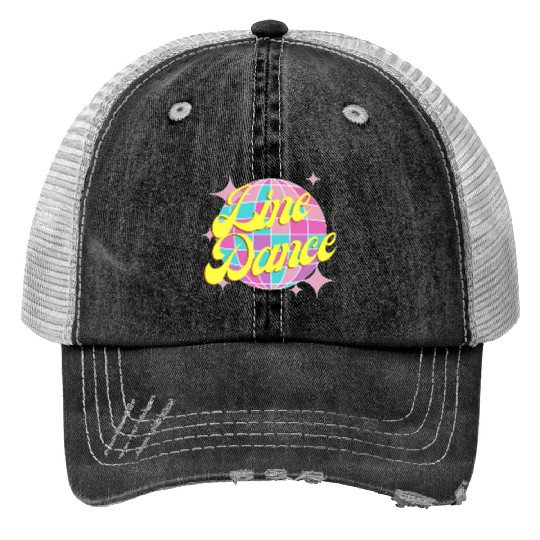 Line dance disco ball in fun neon party colors Trucker Hats