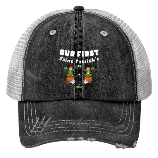 Husband Wife ,Our First St Patrick's Day As Mr&Mrs Trucker Hats