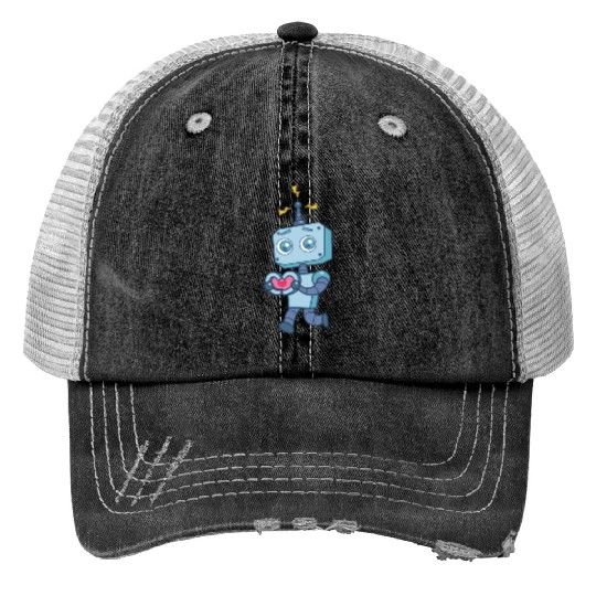 Cute Heart Robot Robotics Technology Trucker Hats