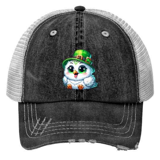 St. Patrick's Cute Snowy Owl Trucker Hats