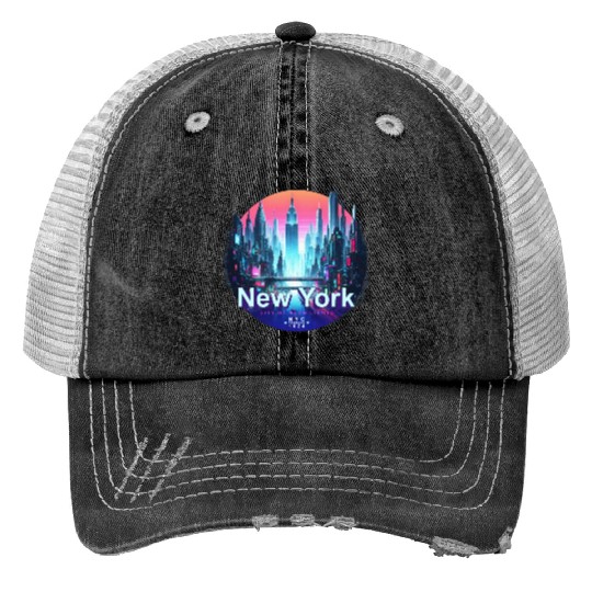 NYC neon light Trucker Hats
