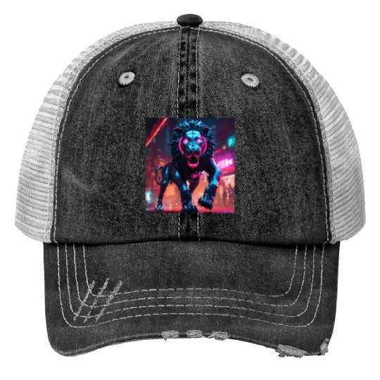 Ultra definição de lion biônico ambiente cyberpunk Trucker Hats