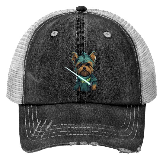 Yorkie with Lightsword Trucker Hats