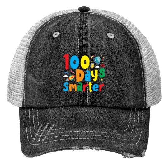 100th Day of School 100 Days Smarter Books Space Trucker Hats