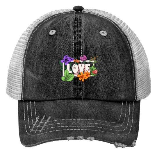 Valentines Day 14 February greeting Love flowers Trucker Hats