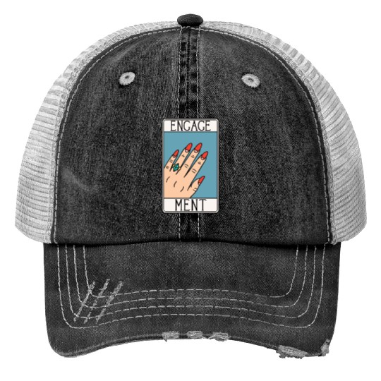 Engagement - Engaged Tarot Card - Wedding Proposal Trucker Hats