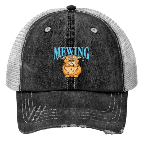 Mewing Not Meowing Funny Cat Meme Jawline Trucker Hats
