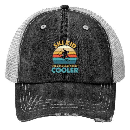 Ski Kid Like A Regular Kid But Cooler Skiing Lover Trucker Hats