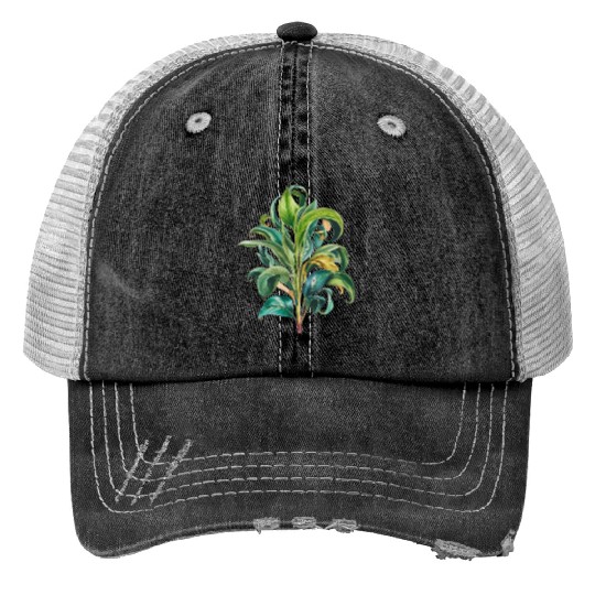 Watercolor Plant Hand Painted Trucker Hats