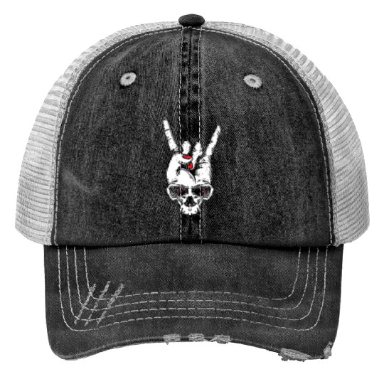 Electric Guitar Skull Rock Horns Trucker Hats