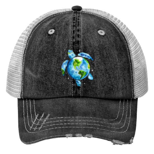 Earth Day Restore Earth Sea Turtle Art Trucker Hats