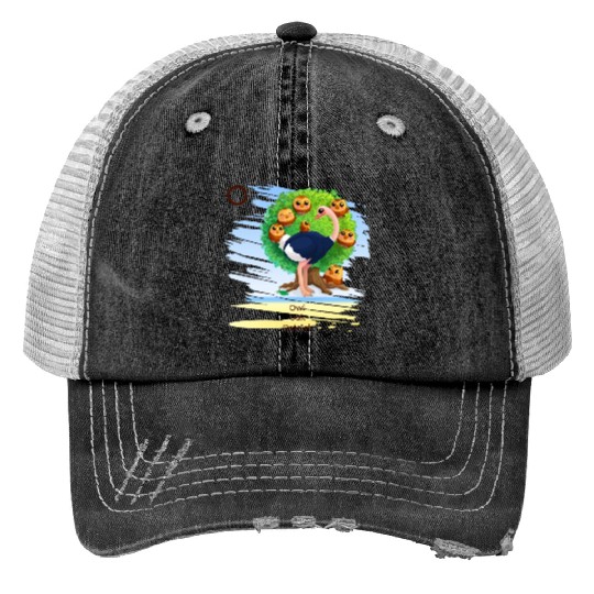 Unique Creative Cute O Alphabet Owl Oak Ostrich Trucker Hats