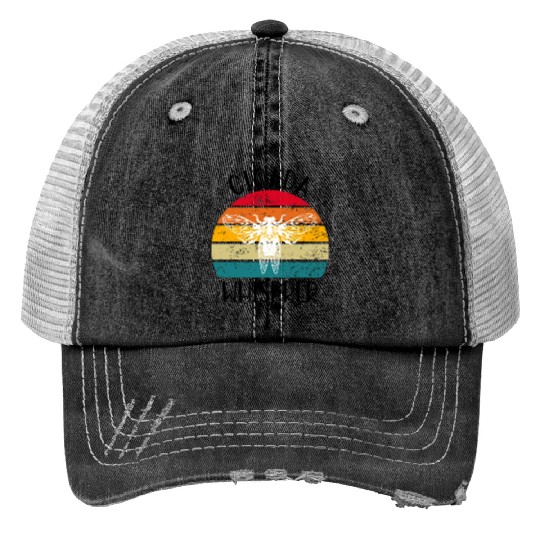 Cicada Whisprer, Retro Sunset Summertime 80's 90's Trucker Hats