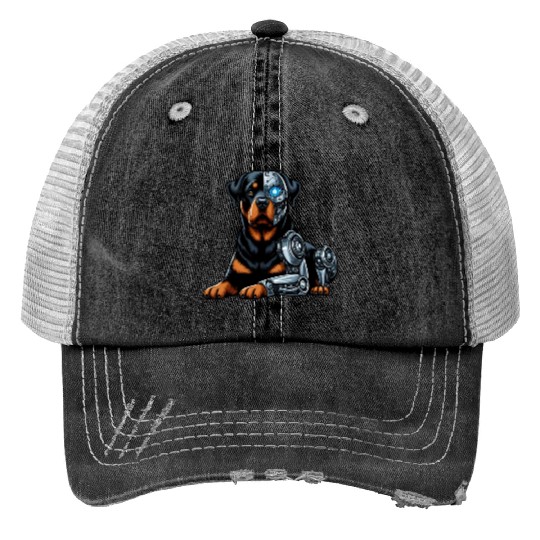 Rottweiler cyborg robot space Trucker Hats