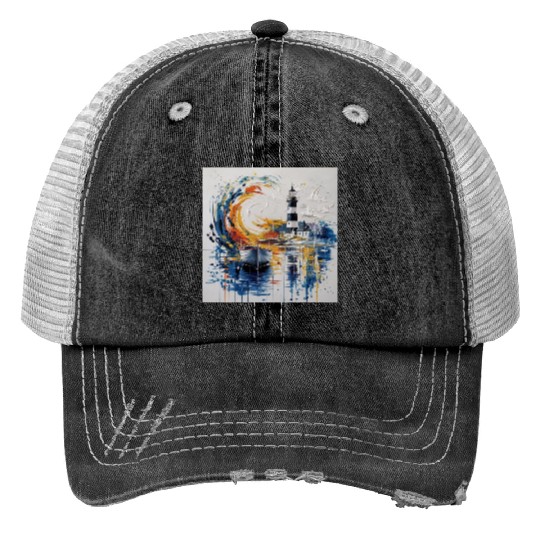 Coastal lighthouse painting Trucker Hats