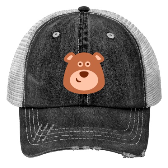 Cute Smiling Bear, Funny, Cartoon Trucker Hats