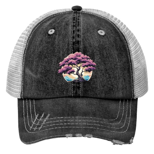 Zen nature purple tree Trucker Hats