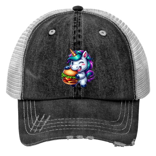 Unicorn Hamburger Cheeseburger Trucker Hats