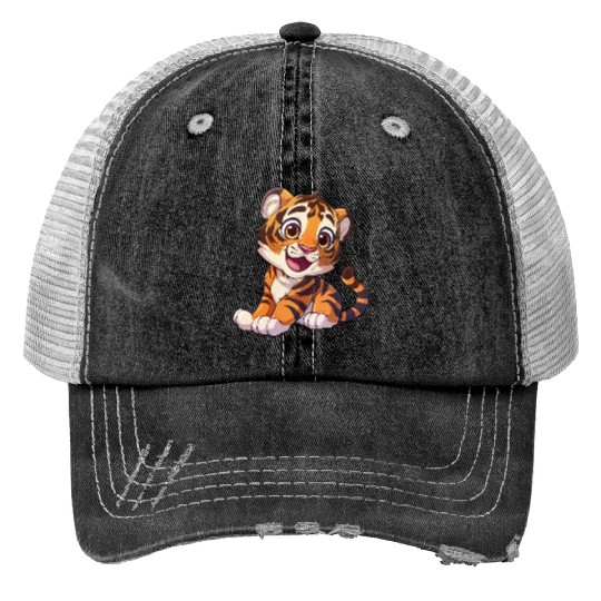 Adorable Tiger Cub With A Charming Smile Trucker Hats