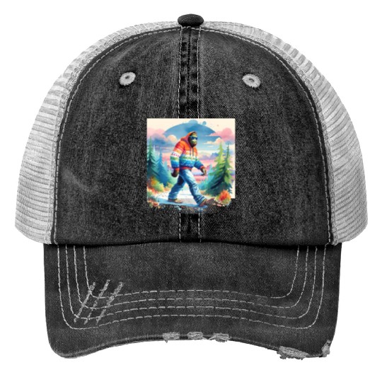 Bฺigfoot Wilderness Wanderer: Retro Ramble Trucker Hats