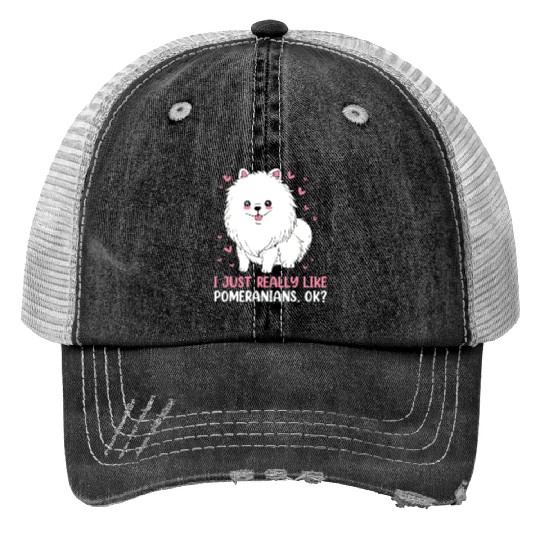 I Just Really Like Dogs Cute Pomeranian Trucker Hats
