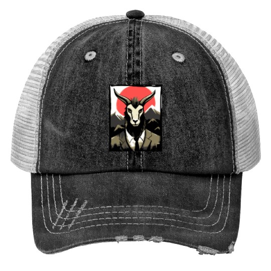 Japan Red Sun: Business Goat Trucker Hats