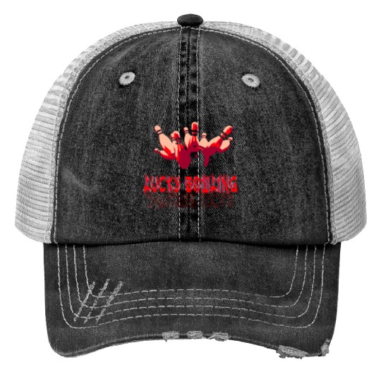 Toon red lucky bowling Ball cracker Trucker Hats