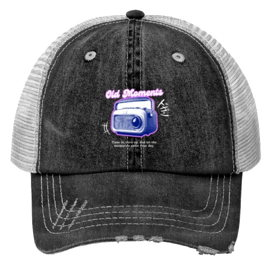 Lilac Black Halftone Radio Portrait Trucker Hats