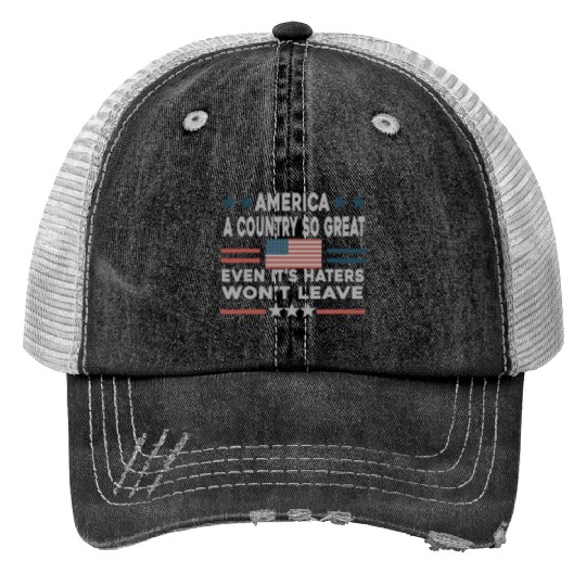 Vintage US Flag America So Great Funny 4th Of July Trucker Hats