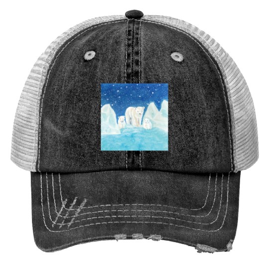 Polar Bears (Ursus maritimus) - Bear Mother & Cubs Trucker Hats