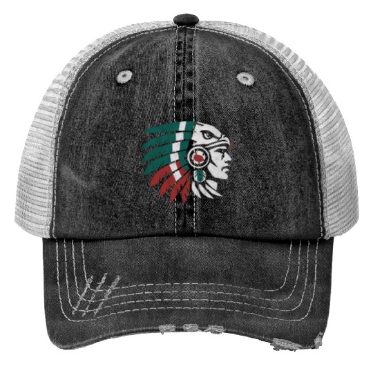Aztec Warrior Indigenous Mexican Aztec Jaguar Trucker Hats