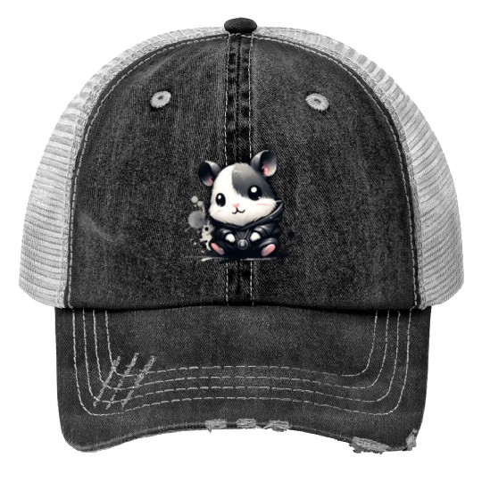 Charcoal Hip Hop Hamster Trucker Hats