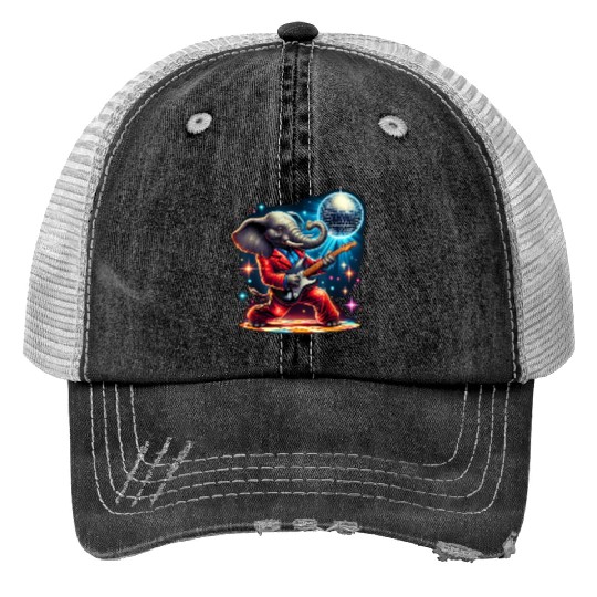 Disco Ball Guitar Elephant Trucker Hats