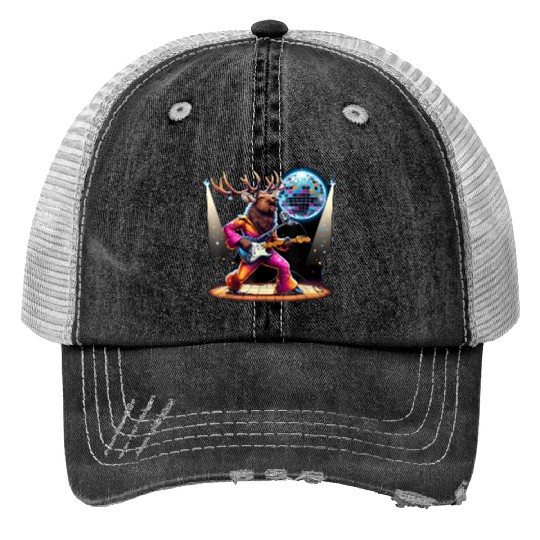 Disco Ball Guitar Elk Trucker Hats