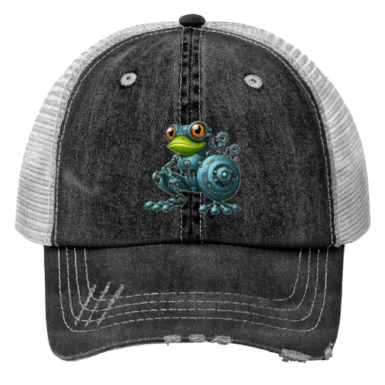 Cyborg Frog Toad Newt Robot Mech Design Trucker Hats