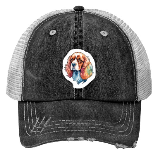 American Cocker Spaniel Watercolor Trucker Hats