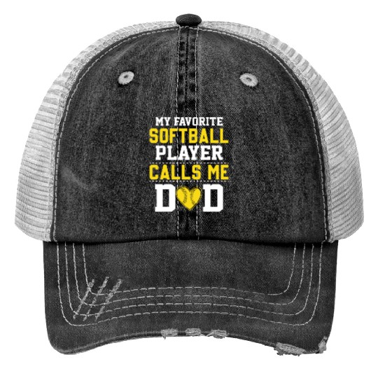 Softball Dad Funny Daddy Father's Day Trucker Hats