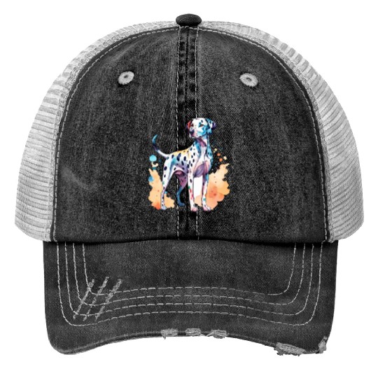 Dalmatian Dog Watercolor Trucker Hats