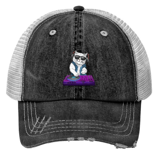 White Cat DJ Trucker Hats