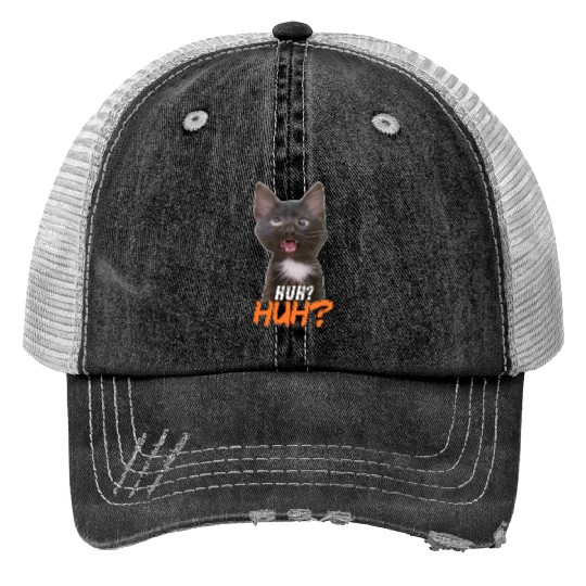 Funny Cross Eyed Cat Meme Huh Funny Cat Trucker Hats