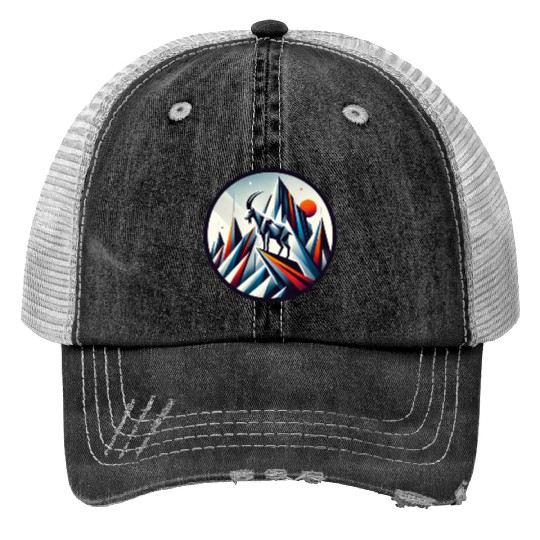 Abstract mountain goat Trucker Hats