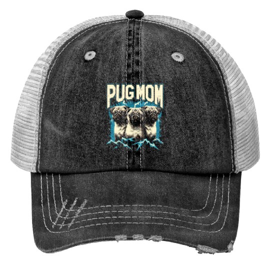 Pug Mom Bootleg Trucker Hats