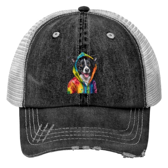 Border Collie Trucker Hats Dog Colorful Funny Animal Pri