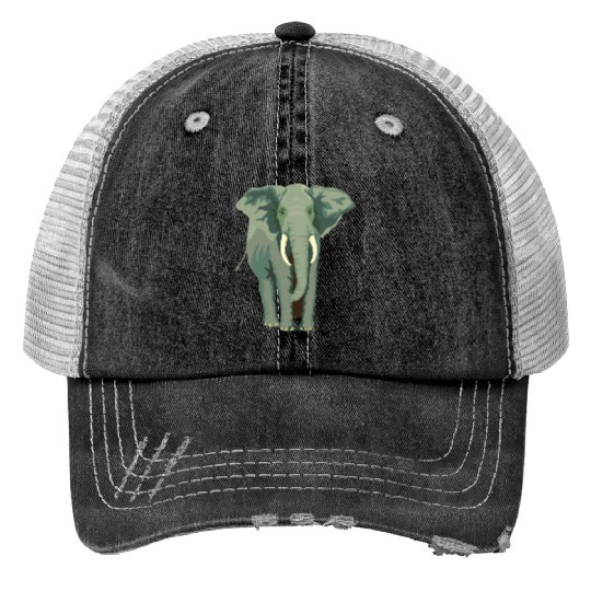 Elephant Face Funny Trucker Hats - Funny Animal Face Lover
