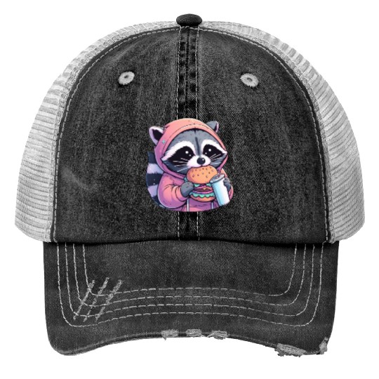 Trash Panda - Raccoon eating fast food Trucker Hats