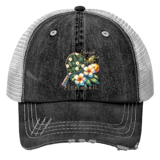Plumeria Flower Pickleball Trucker Hats