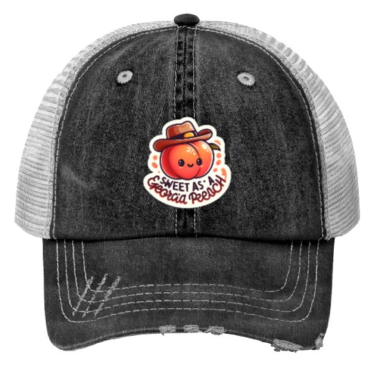 Sweet as a Georgia Peach Sticker Trucker Hats
