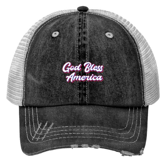 God Bless America Patriotic Design for Proud Trucker Hats